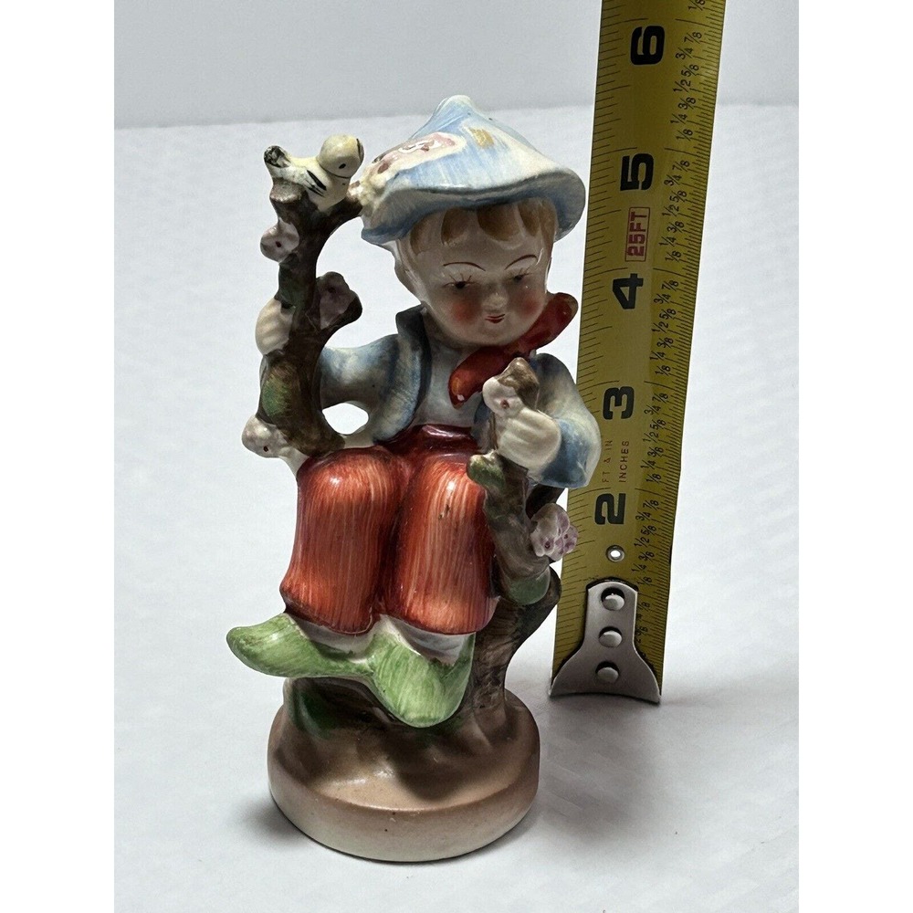 Vintage Sphinx Japan Ceramic Handpainted Little‎ Boy In A Tree Figurine - Picture 9 of 15